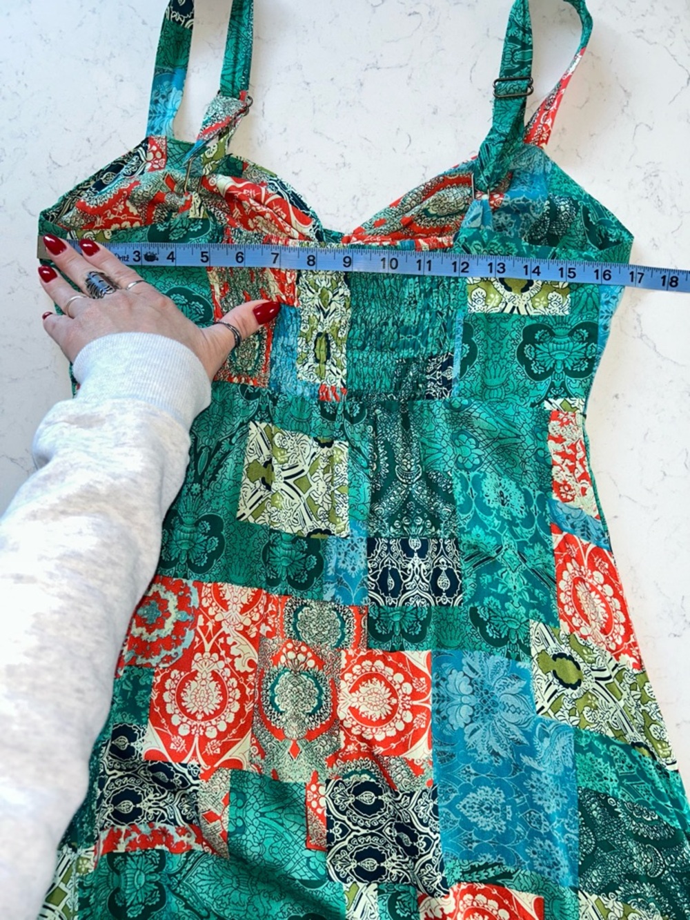 NWOT Boho Floral Adjustable Strap V Neck Beach Flowy Maxi Sundress - Picture 12 of 16